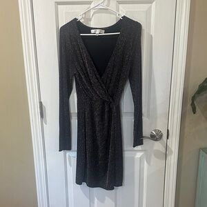 Elegant Black and Silver Long Sleeve Dress
